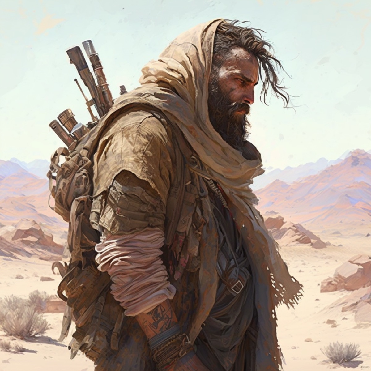 AI art: man alone in the desert